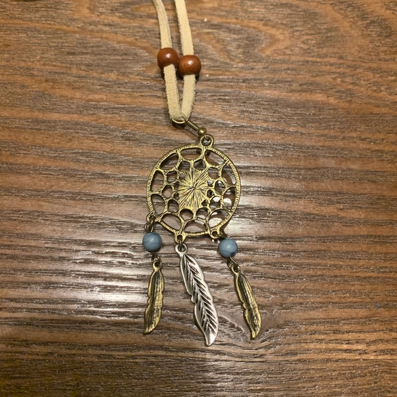 Long Blue Suede Dream Catcher Necklace 24" ONE OF A KIND HANDMADE NWOT - Picture 4 of 5
